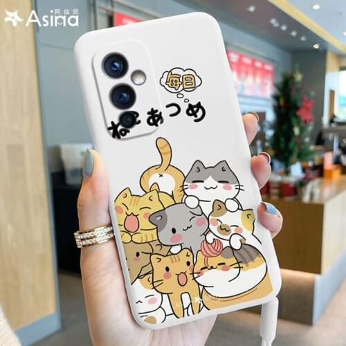 ASINA Cute Cartoon Case For Oneplus 9 8t nord 8 Pro Liquid Silicone Couple Cases For Oneplus 7 7T Pro Nord Cover Girl Funda Cat