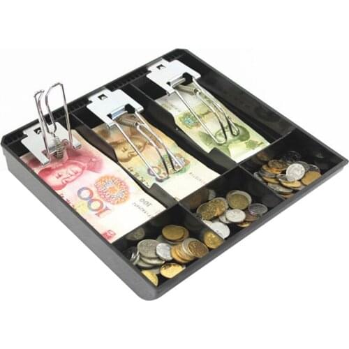 Cabinet Cash Drawer Register Insert Money Tray 3 Bills 3 Coins Compartments Storage Box Replacement Metal Clip Cashier