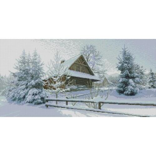 Snow day Cottage Winter Clear Picture Top Quality Cross Stitch Kits Crafts 14CT Unprinted Embroidered Handmade Art Set Decor