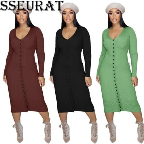 Модные трикотажные платья SSEURAT China At AliExpress