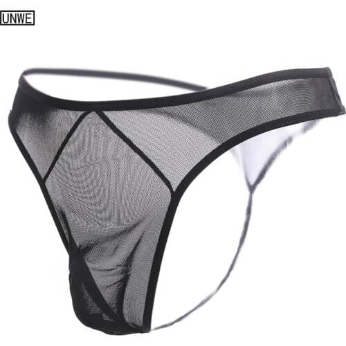 Transparent Sexy Men Underwear Sexy Mesh Ultra-thin Mesh Low Waist Thong Gay G-string Black Red Purple