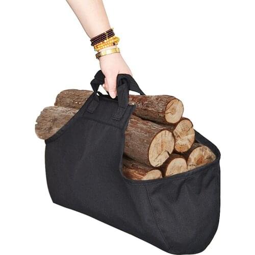Outdoor Camping Firewood Wood Bag Log Carrier Bag Portable Firewood Holder Carry Storage Bag Handbag Wood Handling Canvas Bag