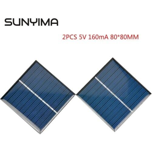 SUNYIMA 2PCS 5V 160mA 80*80MM Polycrystalline Silicon Solar Panels cells Power Charger For DIY charging Portable solar panels