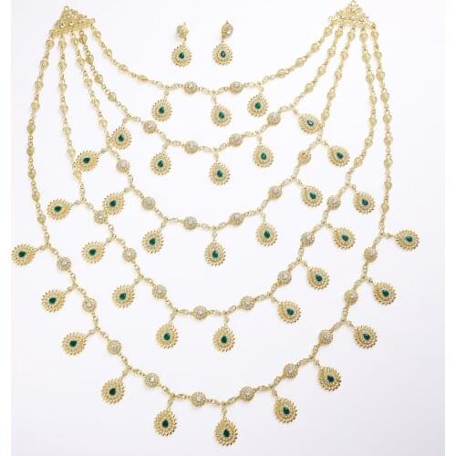 2021 AugTraditional Wedding jewelry set for women Alloy Jewelry Sets Necklace Ring with Crown Belt