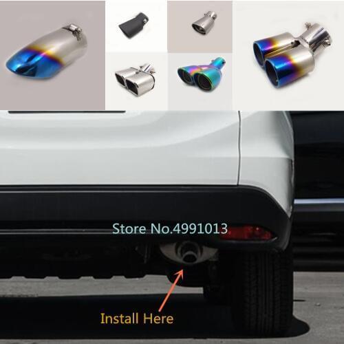 Car styling cover muffler exterior end pipe dedicate exhaust tip tail outlet ornament 1pcs For Honda HRV H-RV Vezel 2018 2019
