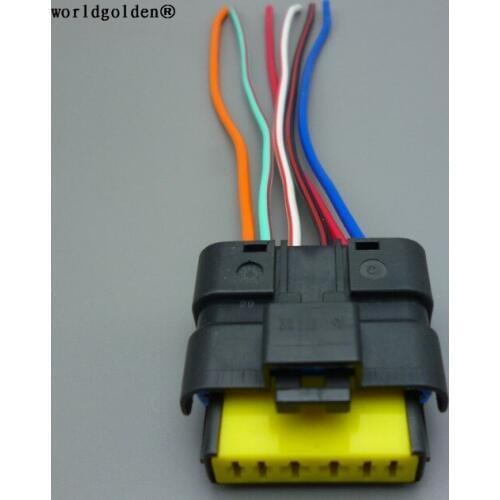 Worldgolden 6 Pin/Way Throttle Valve Plug Female Waterproof Electrical Connector With Pigtail For Renault Peugeot Citroen