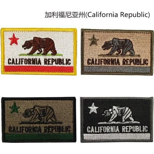 Embroidery HOOK&LOOP CALIFORNIA REPUBLIC patch state cartoon patches for bag hat badges applique patches for clothing EQ-2464
