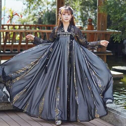 Ancient Chinese Fairy Cosplay Hanfu for Women Tang Suit Girl Noble Princess Costume Folk Dance National Red Black Stage Dress