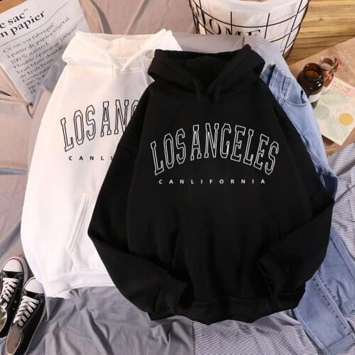 Los Angeles Letter Print Pullovers Women Hoodies Long Sleeve Loose Summer Casual Woman Sweatshirt 2021 Fashion Hoodies For Women