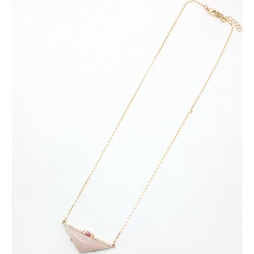 MELIHE Triangle Pink Blue Green Stone Necklaces & Pendants 2019 Gold Color Long Necklace Women Fashion Jewelry SNE160145