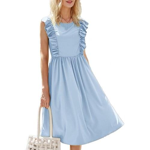 Casual dress women summer Exquisite Retro Stylish Ruffle Sleeveless Slim Dress for Lady clothes for women 2021 fashion dress