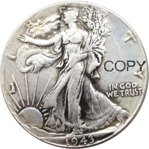 US 1943 PSD Walking Liberty Half Dollar Silver Plated Copy Coins