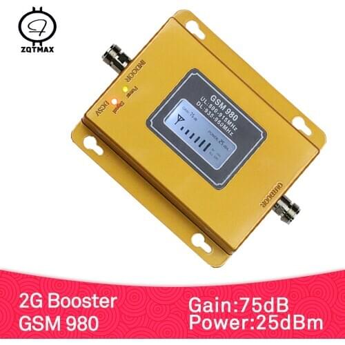 ZQTMAX 75dbi gsm repeater 2g cell Phone Signal Booster 900 MHz band 8 hight power