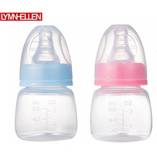 1pcs New Mini Drop-proof Newborn Juice Small Bottle 60ml Cute Pocket Label Nursing PP Bottle Nipple