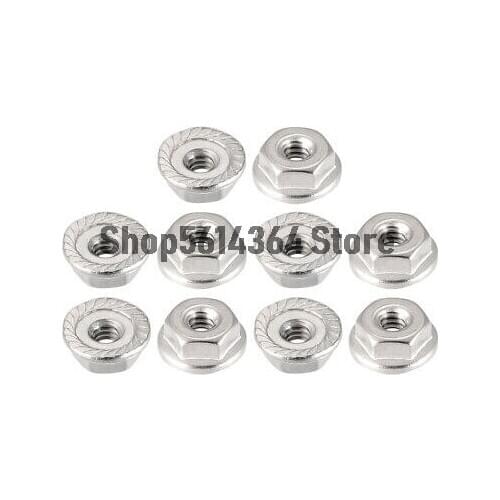 #6-32 Serrated Flange Hex Lock Nuts, 304 Stainless Steel, 10 Pcs