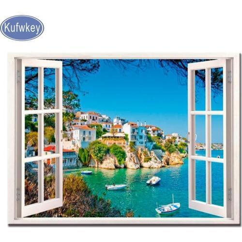 Diamond Embroidery Landscape Full Square Kit Diamond Painting sea house Scenic Pictures Of Rhinestones Diamond Mosaic Home Decor