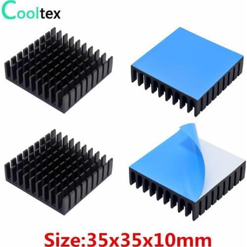 10pcs 35x35x10mm Aluminum Heatsink for Electronic Chip IC With Thermal Conductive Tape