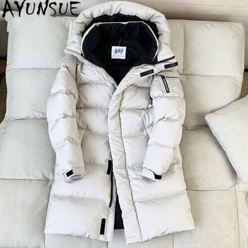AYUNSUE Mens Down Jacket Winter Coat Men Warm Fashion Coupon 90% White Duck Down Jackets Plus Size Clothing Long Parkas KJ6392