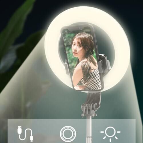 Wireless Bluetooth Selfie Stick LED Ring Light Selfie Stick LED Ring Light Foldable & Monopods Universal with Remote Control