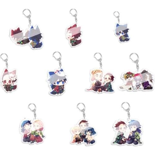 5pcs 10pcs Demon Slayer Kamado Tanjirou Rengoku Kyoujurou Agatsuma Zenitsu Makomo PVC Pendant Keychain Keyring