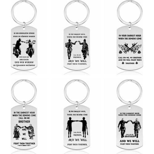 Dog Tag Key Chain Gift For Fraternal Brother Motorcycle Army Key Chains Engraved In The Darkest Hour When The Demons Come