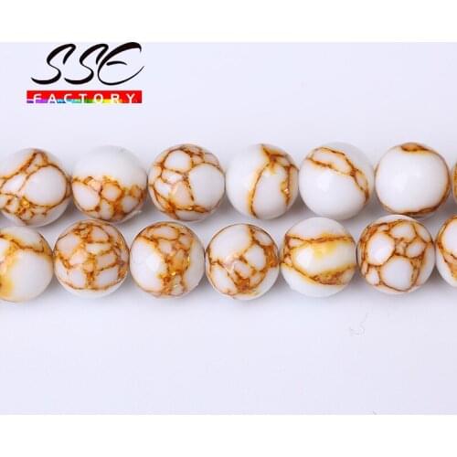Natural Stone Beads White Turquoises Round Loose Bead For Jewelry Making DIY Bracelets Accessories 15'Strands 4/6/8/10/12mm T44