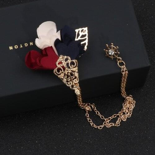 Handmade Fabric Rose Flowers Tassel Brooch Pin Men and Womens Suit Corsage Boutonniere Clothing Jewelry Accessories Nice Gift