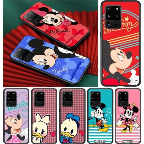 Mickey cartoon couple for Samsung S20 FE Ultra Plus A91 A81 A71 A51 A41 A31 A21 A11 A72 A52 A42 A22 Soft Black Phone Case