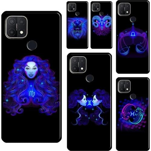 Neon Zodiac Signs Case For OPPO A53 2020 A31 A9 A5 A52 A72 Reno 4 Pro 2 Z A3S A5S A83 A91 A15 Phone Cover