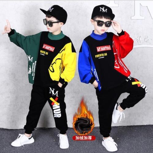 2019 Winter Kids Warm Clothes Boys 3 4 6 8 9 10 11 12 14 Years Boys Clothing Set Sports Suits Boys Fleece Sweatshirts And Pants