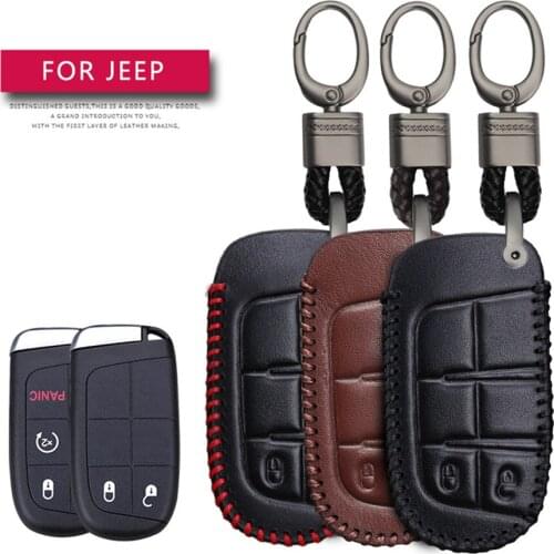 For Jeep Renegade Grand Cherokee Compass 2017 2018 Wrangler JK Car Key Protection Shell Key Case Cover Leather Keyring Shell