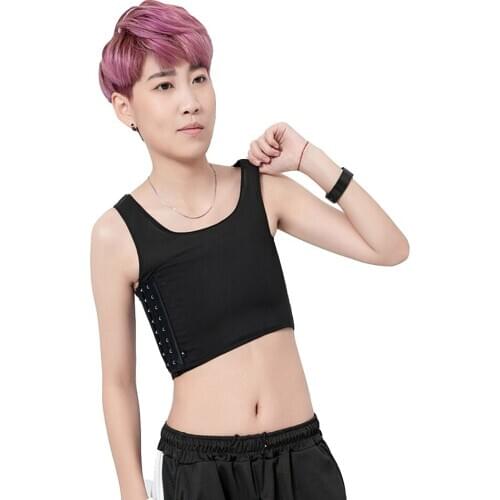 Women Trans Lesbian Vest Tank Top Short Chiffon Chest Breast Binder Bustiers Corset Tomboy Cosplay Undershirt