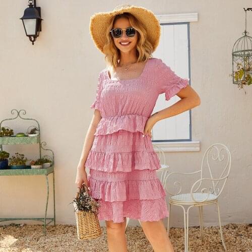 Fly-Winner Pink Summer Dresses