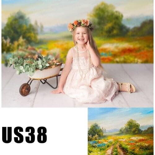 Baby Kids Photo Booth Background Oil Painting Countryside Landscape Nature Photography Backdrop Photo Studio Portrait Wallpaper