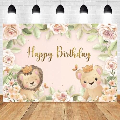 Yeele Baby Birthday Backdrop Photocall Flowers Lion Party Decor Photography Photographic Background Photozone For Photo Studio