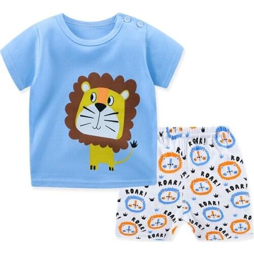 9m-4y Baby T-shirt Cotton Baby Summer Childrens Wear Short Sleeve Shorts Childrens 2 Piece Home Wear