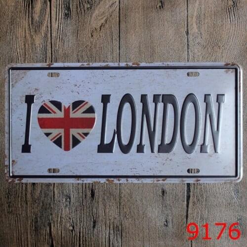 I LOVE LONDON Tin Signs Metal License Plate Antique Metal Tin Painting Pub and Shop DECOR Wall Sticker