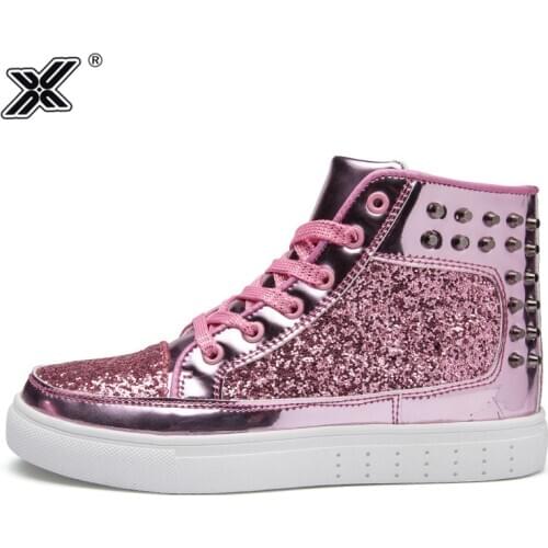 Pink Platform Canvas Sneakers Woman Fashion High Top Pu Vulcanize Shoes Sequin Casual Shoes Women Chaussures Femme Calzado Mujer