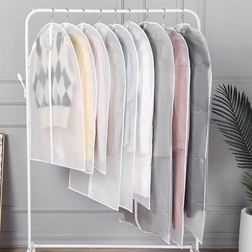 2PCS Clothes Hanging Garment Dress Clothes Suit PEVA Zipper Coat Dust Cover Home Storage Bag Pouch Case Organizer Wardrobe