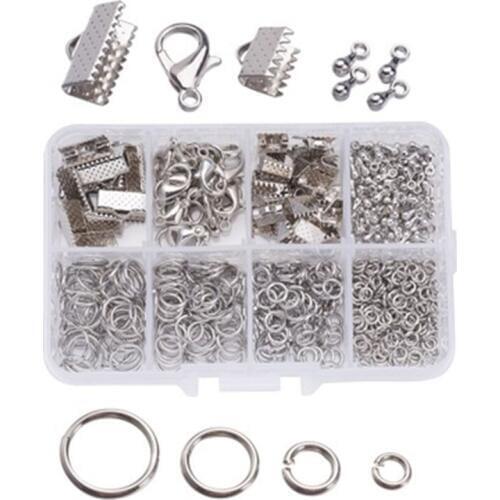 1set Jewelry Findings Kit Starter Metal Iron Ear Hooks Wires open jump rings end clasps fastener Lobster Clasps For Craft Making