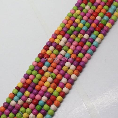 Mini. order is $7! Wholesale 100pcs! 4mm Multicolor Turquoises Round Loose Beads