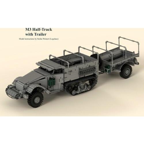MOC Modified High-tech Truck War Equipment Movie M3 Half-Track Building Block Set Building Block Set Toy Childrens Gift
