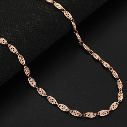 New 4mm 585 Rose Gold Oval Twisted Link Chain Necklace for Women Girls Engagement Party Jewelry Christmas Gift 50cm DCN31