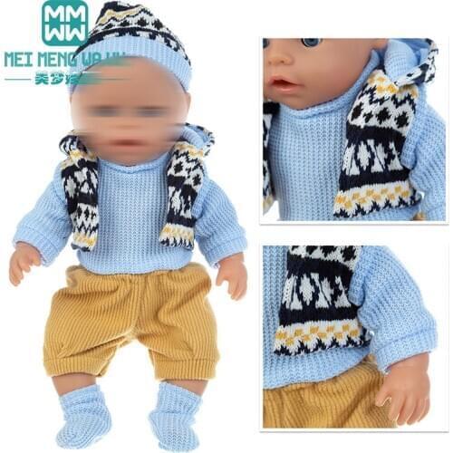 Clothes for doll fit 43-45cm toy new born doll accessories fashion boy girl baby knitted suit, cartoon suit