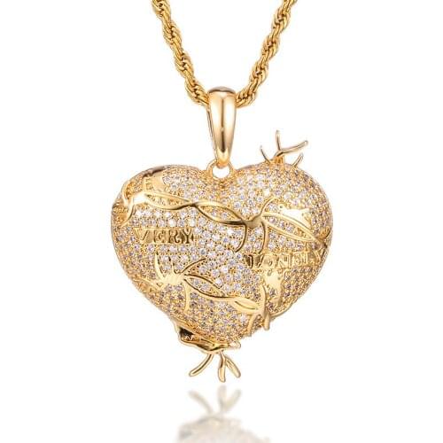 Very Lonely Heart Pendant Micro Pave Zircon Necklaces Hip Hop Jewelry For Men Women Gift