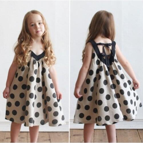 Summer Sisters Girls Suspender Dress Korean Teen Girls V-neck Cotton Linen Dress Children Backless Beach Dress