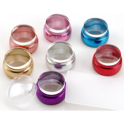 3.5cm Round Head Transparent Stamp Silicone Clear Nail Art Stamper Scraper with Cap Metel Handle Nail Stamp Stamping Tools