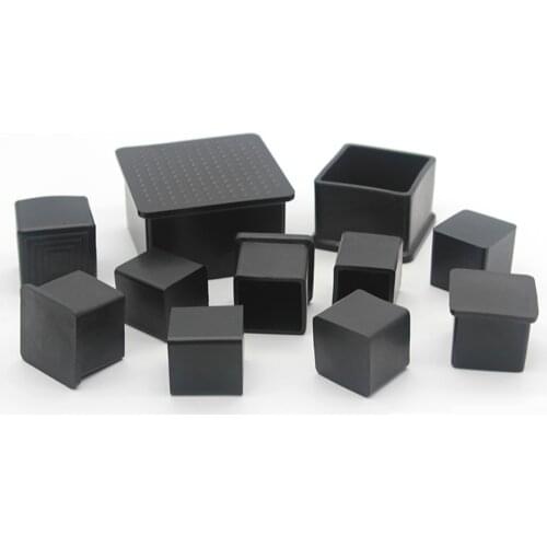 Rectangle Black PVC Rubber Chair Table Feet Tube Pipe End Foot Cover Caps Furniture Desk Chair Legs Protection