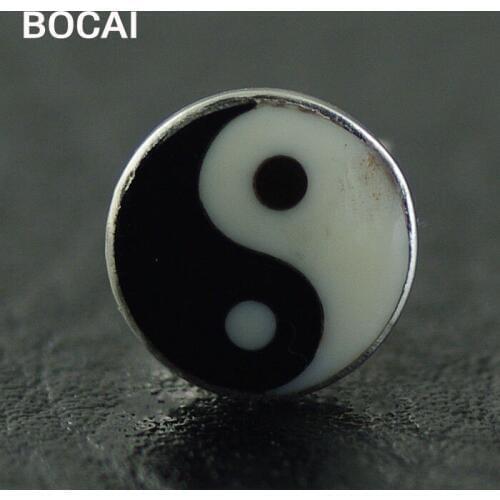 Tai chi, yin and yang fish pattern sterling silver earrings medium and small number of earrings, one pair