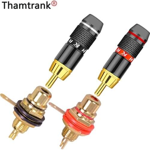 Wire Connector 6mm Cable RCA Male Plug+Female Jack Socket Solder Wire Connector RCA Panel Mount Chassis